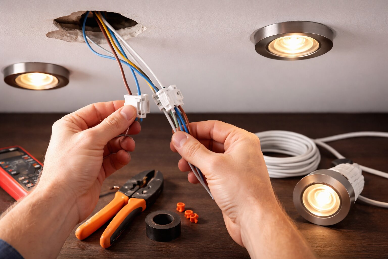 spotjes aansluiten op lichtpunt, spotjes, lichtspotjes